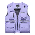 Professional men's outdoor mesh quick-dry fishing vest with pockets, purple - Light Purple