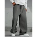 Vista detallada de los pantalones de chándal gris oscuro para hombre de corte holgado - 3XL / Gris oscuro