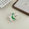 Adorable Shiba Inu dog hair claw clip with green scarf detail and pearl white finish - 7# Scarf Dog