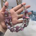 Luxurious handmade purple crystal beaded bag charm featuring a cute bear and tassel. - Purple Pink Bear Jellyfish Tassel Style (B2-E)