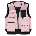 Light pink multi-pocket utility vest for custom workwear and outdoor sports photography - S / Tops / Style B-Pink