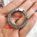 Silver 32mm spring ring hook encrusted with sparkling clear rhinestones for bags - 32mm Rhinestone Spring Clasp