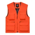 Orange multi-pocket utility vest for outdoor work and photography leisure - S / Tops / Orange