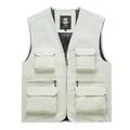 Beige multi-pocket utility vest for photography and outdoor activities - S / Tops / Off-white