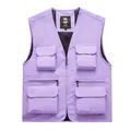 High-quality purple multi-pocket utility vest for outdoor activities and workwear - S / Tops / Light Purple