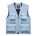 Light blue multi-pocket outdoor utility vest for photography and work - S / Tops / Sky Blue