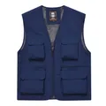 Professional navy blue multi-pocket outdoor utility workwear vest with breathable mesh lining - S / Tops / Navy Blue