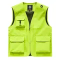 Fluorescent green multi-pocket utility work vest for outdoor activities and photography - S / Tops / Neon Yellow