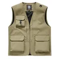 Khaki multi-pocket utility vest for outdoor activities and workwear - S / Tops / Khaki
