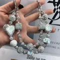Handmade luxury beaded phone strap with sparkling rhinestones and pearls - Double Layer Rhinestone Ball Artificial Pearl Phantom Style (C2-T)