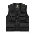 Black multi-pocket utility work vest for outdoor photography and fishing activities - S / Tops / Black