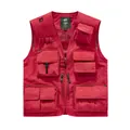 Professional red multi-pocket utility vest for outdoor sports photography and workwear - S / Tops / Red