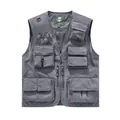 Dark grey multi-pocket outdoor utility vest with mesh lining for photography and fishing - S / Tops / Gray
