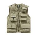 Khaki multi-pocket tactical vest for outdoor photography and workwear use - S / Tops / Khaki