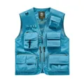 Professional bright blue multi-pocket utility vest for outdoor photography and fishing - S / Tops / Teal