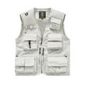 Light grey multi-pocket utility vest designed for outdoor photography and workwear - S / Tops / Off White