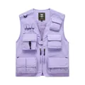 Light purple lavender multi-pocket outdoor utility vest for photography and workwear - S / Tops / Light Purple
