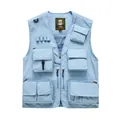 Light blue multi-pocket utility vest for outdoor activities and professional workwear - S / Tops / Pale Blue