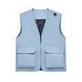 Light blue multi-pocket utility vest with mesh lining for outdoor work and photography - Type A - Moon Orchid / S