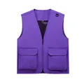 Professional purple multi-pocket custom workwear vest with zipper and mesh lining detail - Type A-Purple / S