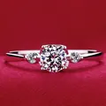 Elegant S925 silver Moissanite ring with 1 carat round center stone for women SKU - Adjustable Open Ring / Classic Three-Stone Setting Style (MS269) / Silver