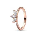 Eleganter rosévergoldeter S925-Silberring mit funkelnden Kristallen im Marquise-Schliff - A2 / Nr. 48