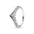Eleganter S925 Sterlingsilber Wishbone-Ring mit herrlich schimmernden Zirkonia-Steinen - A3 / Nr. 48