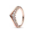 Eleganter roségoldener Wunschknochen-Ring mit funkelnden Steinen aus S925 Sterlingsilber - A4 / Nr. 48