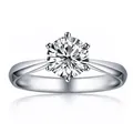 Classic 1 carat moissanite solitaire ring in S925 silver with six-prong setting - Adjustable Open Ring / Classic Six-Prong Round Style (MS035) / Silver