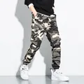 Men's camouflage cargo pants with multi-pocket design and elastic ankle cuffs for spring - M / Camo Joggers / Camouflage Khaki