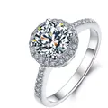 Elegant 1ct round moissanite halo ring with pavé silver band for luxury style. - Adjustable Open Ring / Classic Halo Pave Style (MS051) / Silver