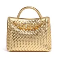 Borsa tote dorata intrecciata a mano con elegante dettaglio fiocco da donna borsa a spalla - Oro