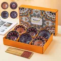 Coffret cadeau de 12 pièces de bols et baguettes en céramique avec motifs bohèmes - Jaune Vif Style Bohème 6 Bols Et 6 Baguettes