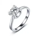 Elegant classic S925 silver solitaire ring with 1 carat sparkling moissanite for women - Adjustable Open Ring / Minimalist Four-Prong Setting Style (MS025) / Silver