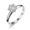 Elegant S925 silver ring featuring a classic 1 carat moissanite solitaire gemstone - Adjustable Open Ring / Classic Six-Prong Solitaire Style (MS042) / Silver