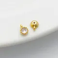 Exquisite 14K gold filled round cubic zirconia mini pendant for DIY jewelry making - Single Loop 4*6mm / White