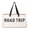 Large capacity canvas tote beach bag with black handles and Road Trip print. - ROAD TRIP