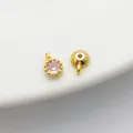 14K gold-filled round pink cubic zirconia pendant accessory for DIY jewelry making - Single Loop 4*6mm / Pink