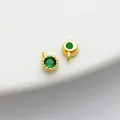 14K gold filled round bezel pendant featuring a sparkling emerald green zircon stone - Single Loop 4*6mm / Green