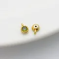 14K gold-filled round charm with green zircon for DIY bracelet and necklace making - Single Loop 4*6mm / Olive Green