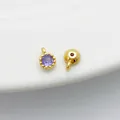 Small 14K gold filled round bezel pendant with purple zircon for DIY jewelry making - Single Loop 4*6mm / Purple