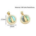 Ciondolo tondo Vergine Maria con intarsio in abalone e placcatura oro 18K - Stile B Vergine Maria in conchiglia di abalone - Solo ciondolo (senza catena)