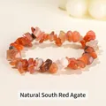Handmade natural southern red agate bracelet featuring irregular crushed stone chips - 5-8mm / Southern Red Agate