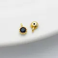 14K gold filled round bezel pendant with black zircon for DIY jewelry making material - Single Loop 4*6mm / Black