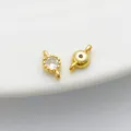 14K gold-filled round zircon connector pendant in golden finish for DIY jewelry making - Double Loop 4*8mm / White