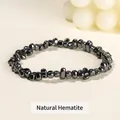 Natural hematite bracelet with irregular polished stone beads on an elastic cord - 5-8mm / Hematite