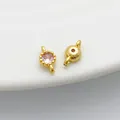14K gold-plated round pink zircon pendant charm for DIY handmade jewelry making materials - Double Loop 4*8mm / Pink