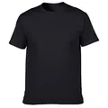 Classic black 205g ring-spun cotton crew neck short sleeve T-shirt for casual summer wear - S / Black