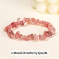 Bracciale elastico professionale in perle di quarzo fragola naturali e irregolari - 5-8 mm / Quarzo Fragola
