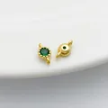 14K gold-filled emerald green zircon round bezel charm for DIY jewelry craft projects - Double Loop 4*8mm / Green